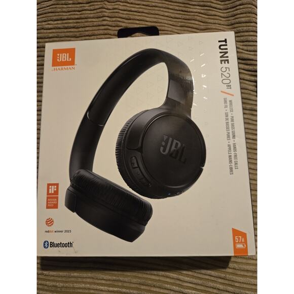 JBL 520BT Tune Wireless Bluetooth On Ear Headphones, Black - New and Sealed - Picture 1 of 2